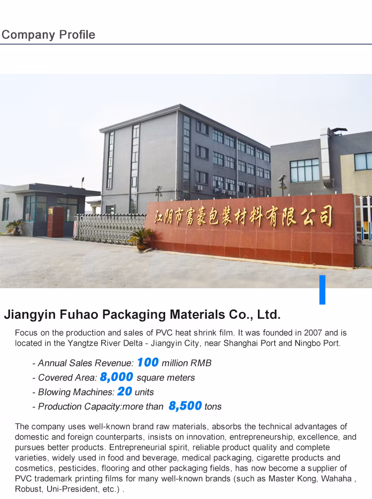 Custom Width Thickness Length Shrinkage Clear PVC Pet PETG Heat Shrink Plastic Film for Drinking Bottle Packaging Labels