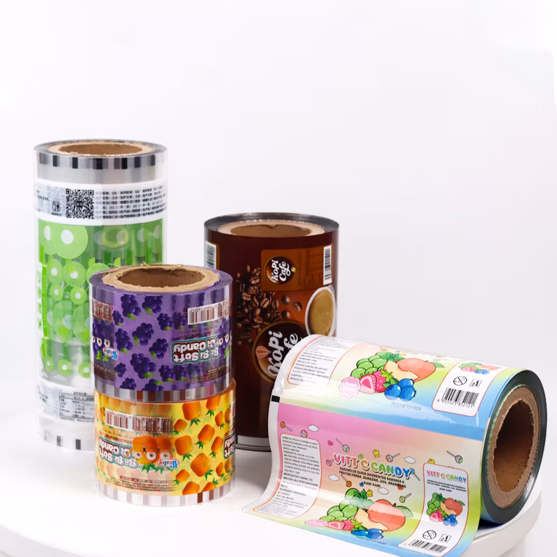 Custom Printed Laminated Plastic Kraft Paper Transparent Ice Food Packaging Roll Film for Candy