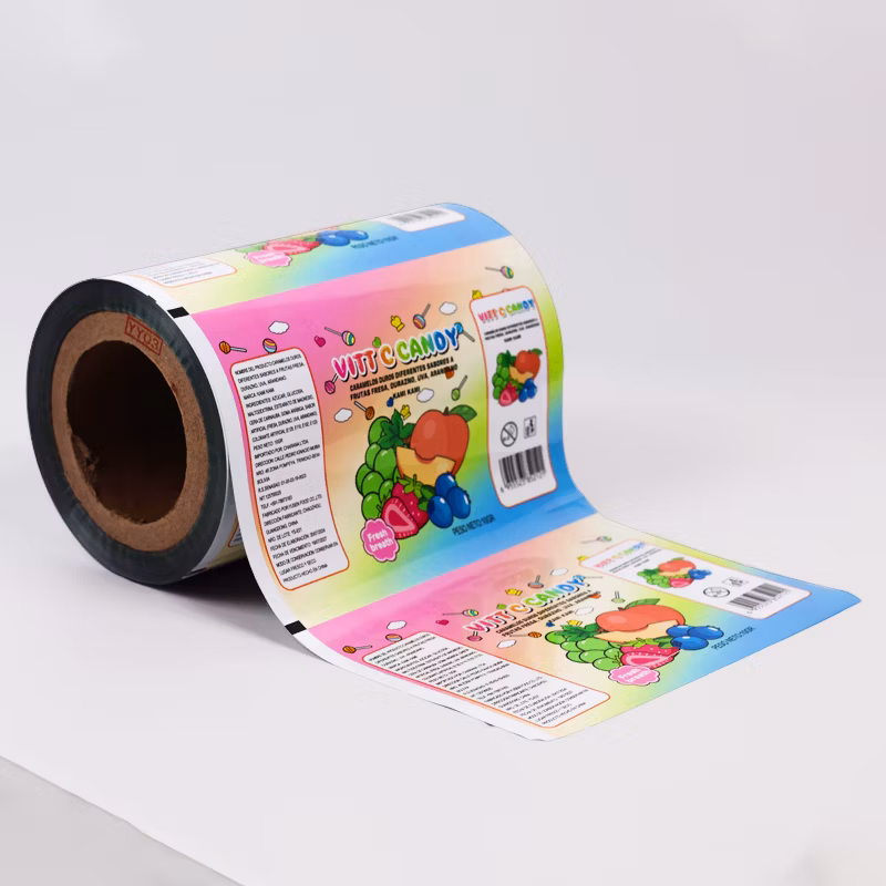 Custom Printed Laminated Plastic Kraft Paper Transparent Ice Food Packaging Roll Film for Candy