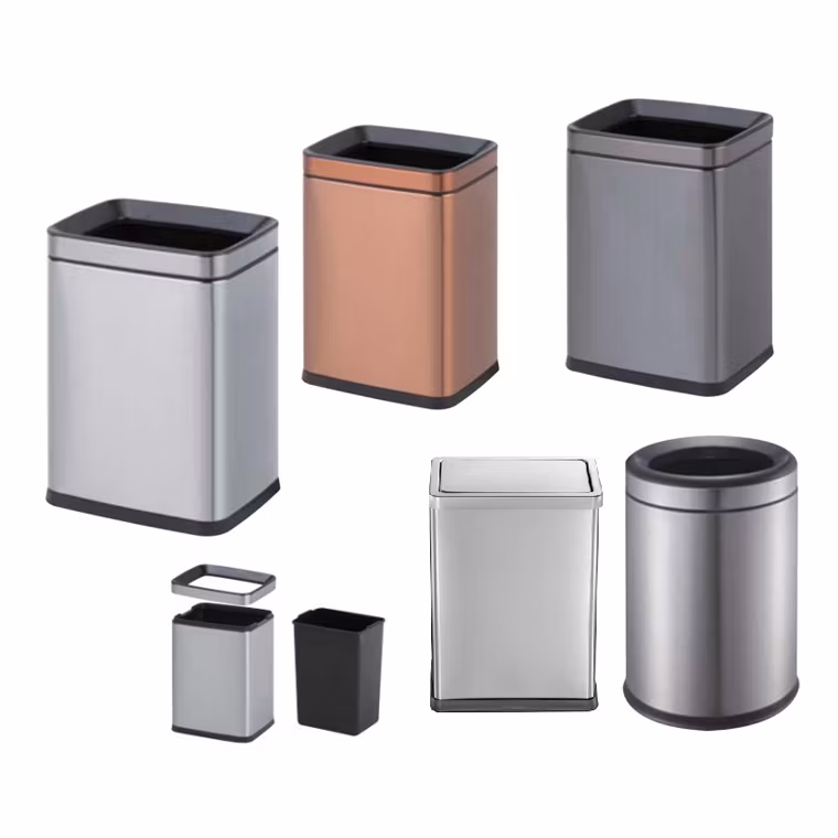 Professional Rubbish Compact Trash Receptacle Metal Indoor/Outdoor Refuse Bin for Office