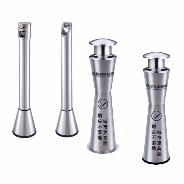 Multifunctional Bin Contemporary Stainless Commercial Can Steel Ash Receptacle for Public Spaces