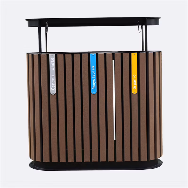 Commercial Outdoor Huge Wood Trash Garbage Cans Outside Street Sorting Waste Bins