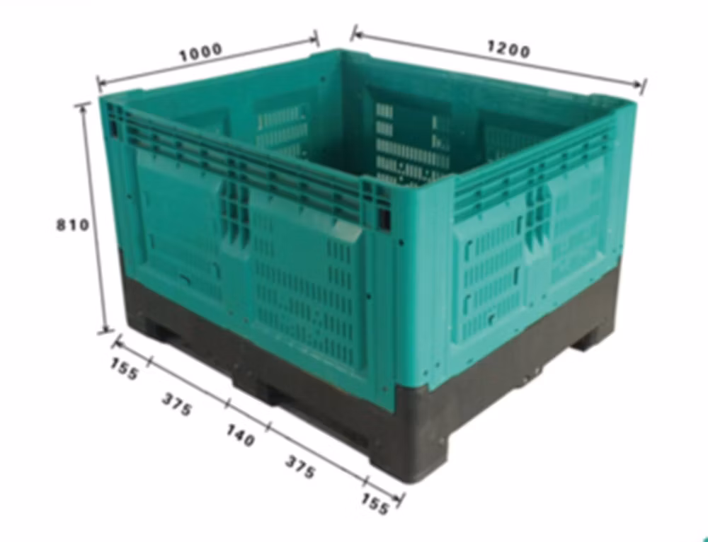 700L Foldable Vented Plastic Pallet Container for Vegetables