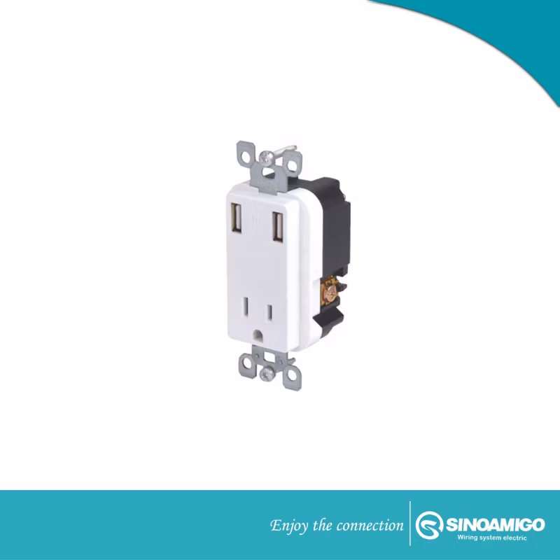 2.1 Dual USB Charging Single Receptacle with Tamper-Resistant