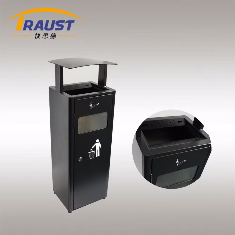 Traust Outdoor Metal Steel Dustbin Trash Can Litter Garbage Bin Waste Receptacle Factory Supplier Waste Can Ashtray Cigarette Bin Ash Can Ash Receptacle