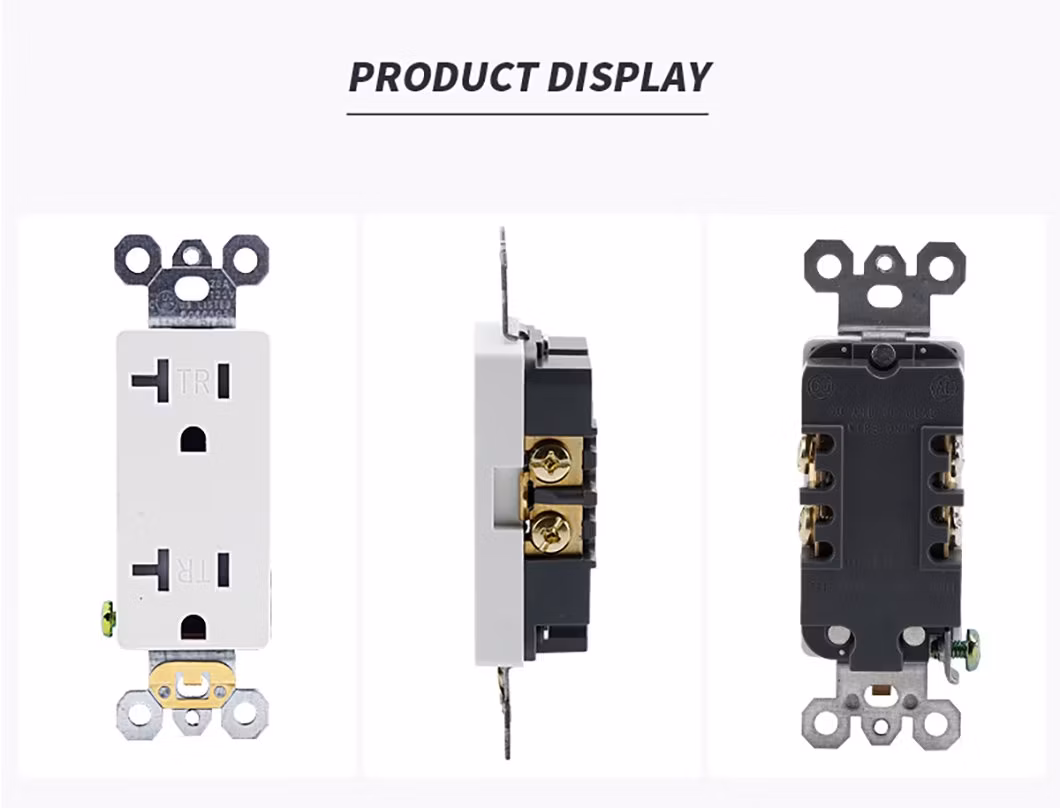 20A Tamper Resistant AC 125V Decorative Duplex Receptacle Power Socket