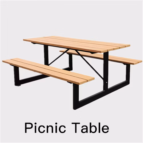 Outdoor Park Outside Public Garden Patio Contemporary Steel and Wood Seating Bench