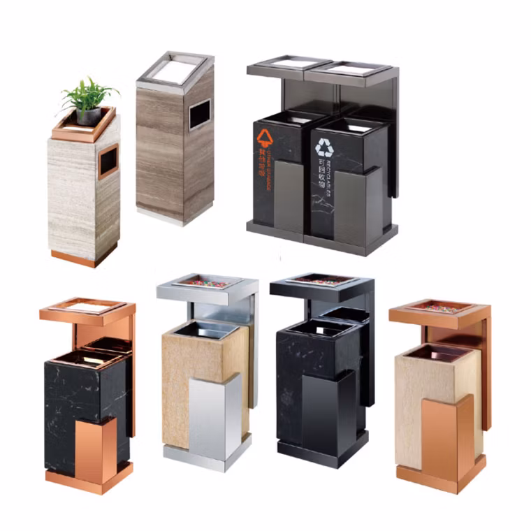 Professional Waste Compact Rubbish Bin Metal Trash Receptacle for Outdoor