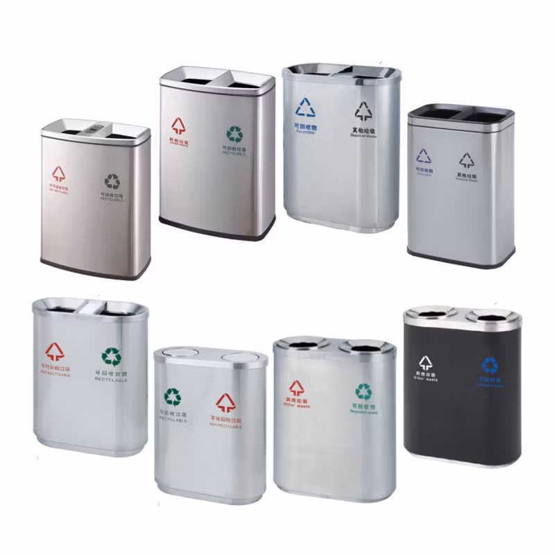 New Design Trash Receptacle Elegant Stainless Steel Refuse Commercial Rubbish Bin for Shopping Mall