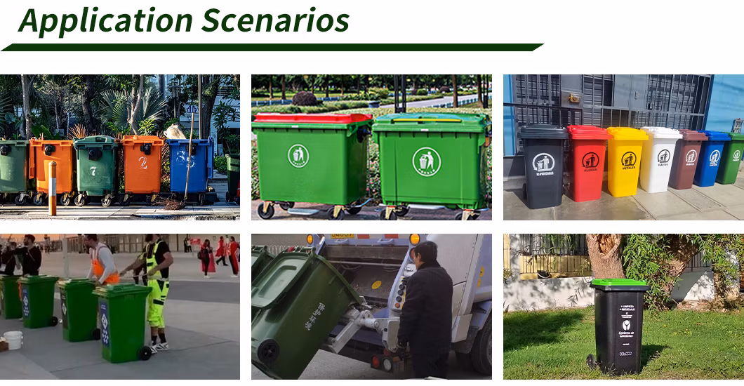 660/1100 Liter Large Outdoor Mobile Trash Can Commercial Wheelie Waste Garbage Bin Plastic Dustbin for Sale
