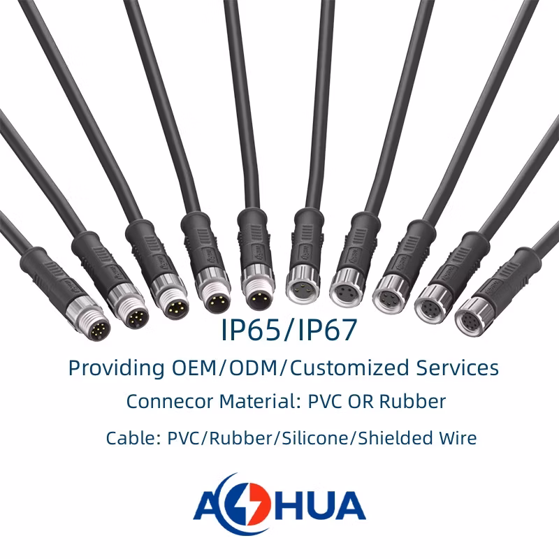 5pin IP67 Waterproof Cable Connector M8 Pre-Wire Male Female Connector Metal Nut Plastic Power Signal Receptacle with 20/22/24 AWG Electrical Wire Joint