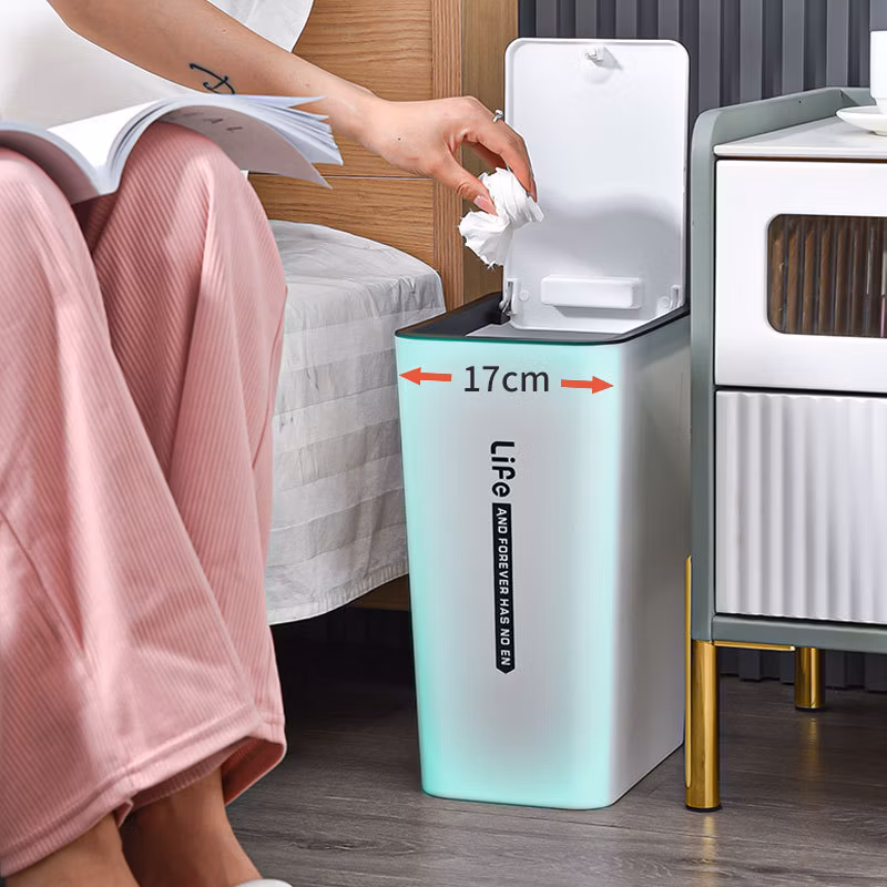 Creative Thickened Trash Can with Lid Household Toilet Plastic Bucket Kitchen Classification Press Storage Bucket Cross-Border