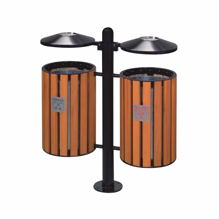Plastic Trash Rust-Resistant Stainless Steel Waste Receptacle Commercial Bin for Outdoor
