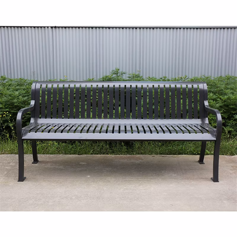 Outdoor Furniture Outside Park Garden Patio Long Steel Iron Bench Chair