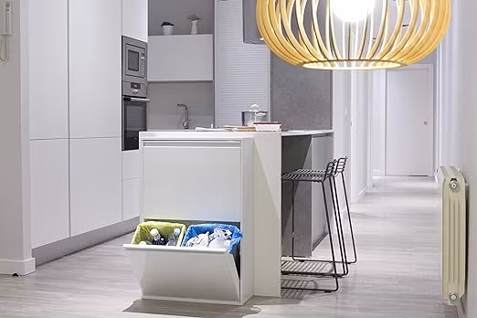 Modern Steel Kitchen Furniture Waste Trash Can Alloy Steel Dustbin Garbage Can with 4 Buckets