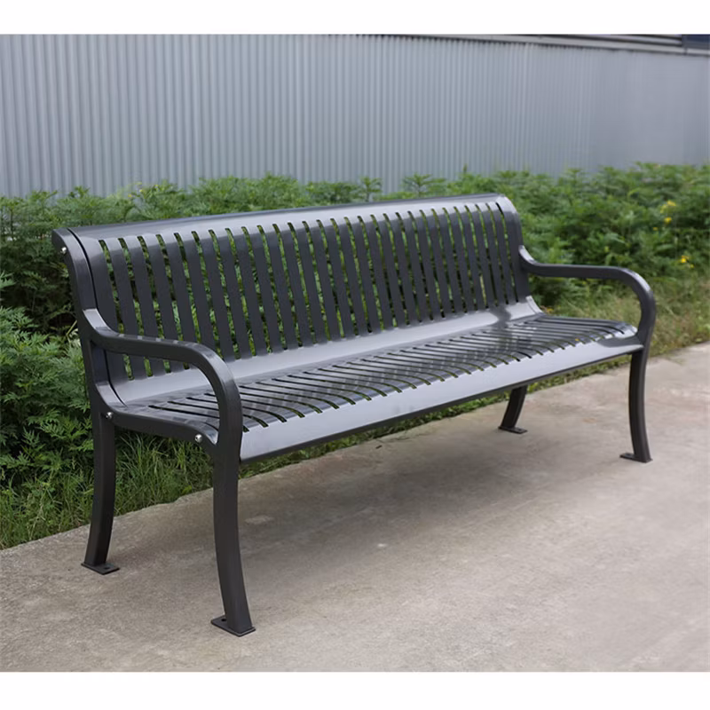 Outdoor Furniture Outside Park Garden Patio Long Steel Iron Bench Chair