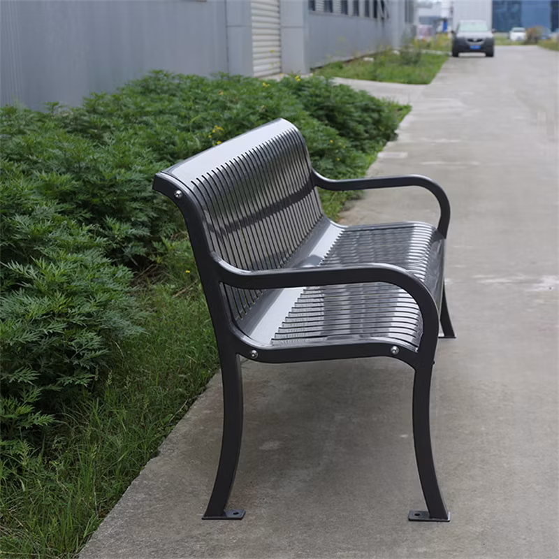 Outdoor Furniture Outside Park Garden Patio Long Steel Iron Bench Chair