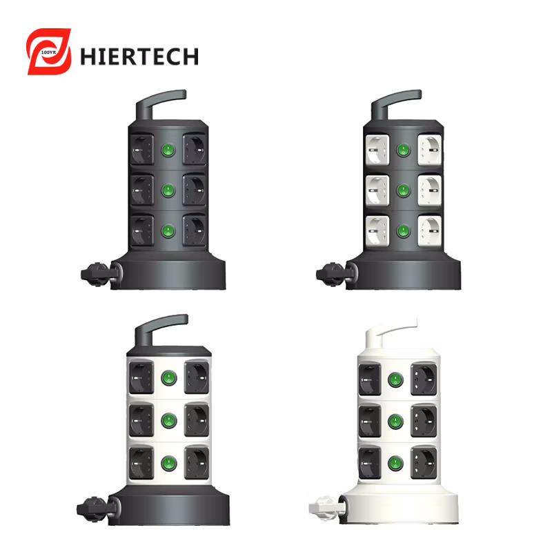 HIERTECH European standard three core black automatic expansion socket
