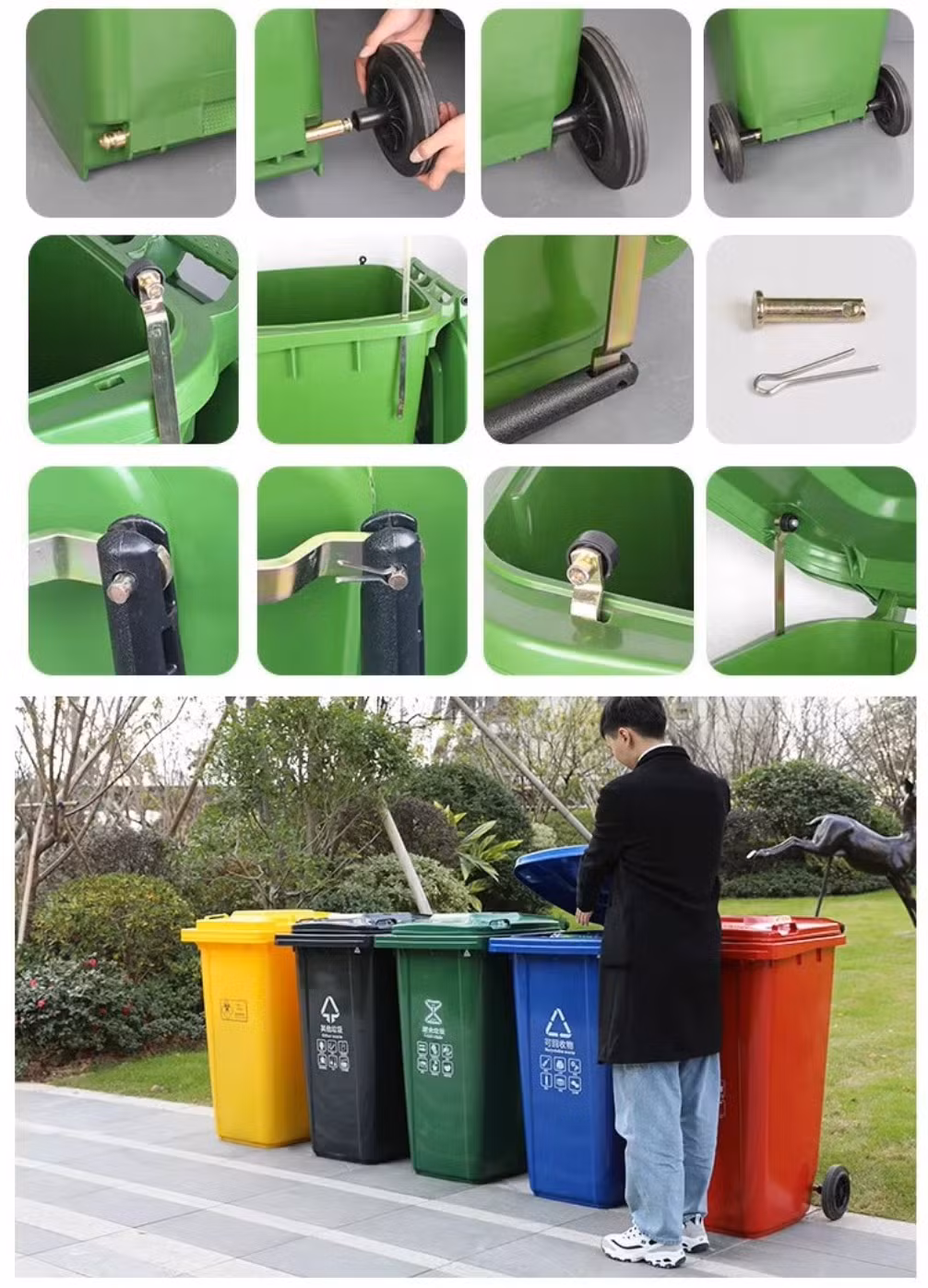 Good Quality Cheap Price Outdoor Park Street Kitchen Waste Bin in Plastic PE Large Capacity Waste Bins