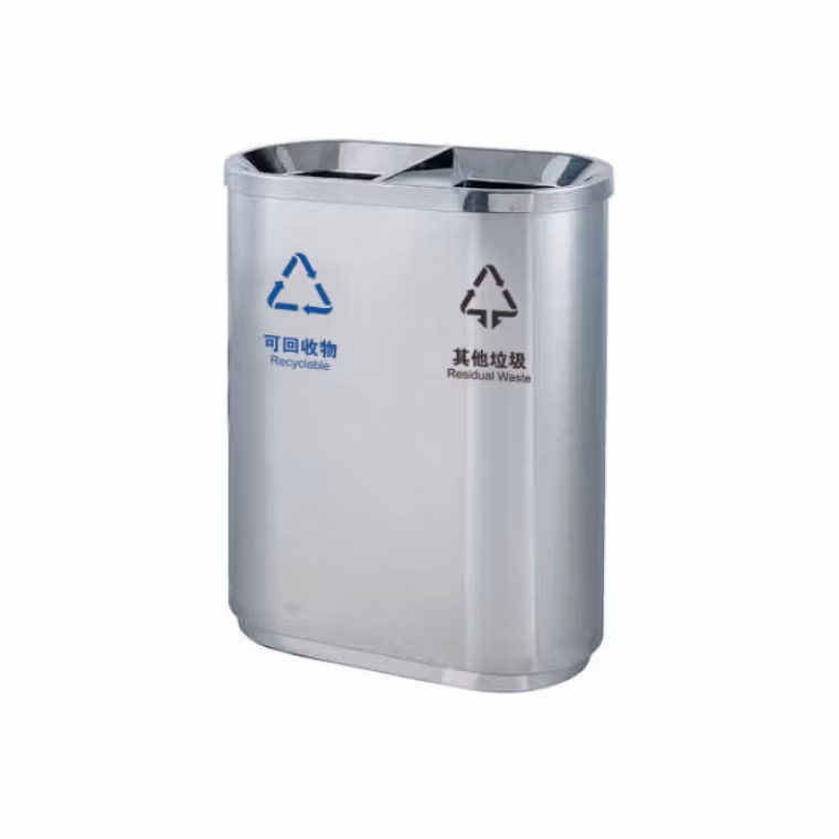 New Design Trash Receptacle Elegant Stainless Steel Refuse Commercial Rubbish Bin for Shopping Mall