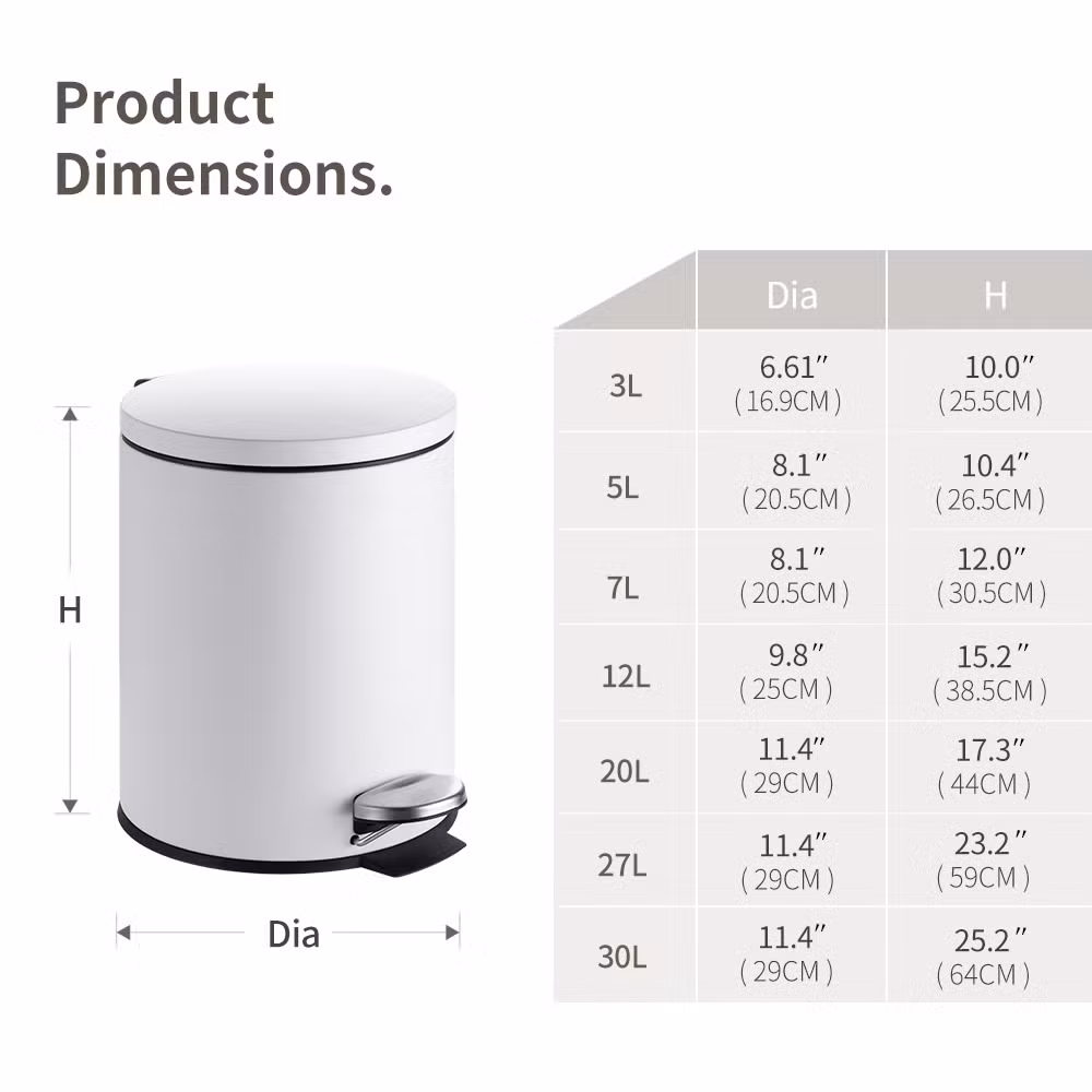 Contemporary 5L Dustbin in Durable Stainless Steel for Stylish Bathrooms