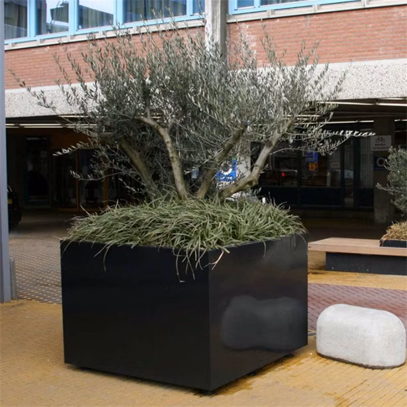 Outdoor Street Metal Planters Large Square Plant Box Front Door Flower Pots
