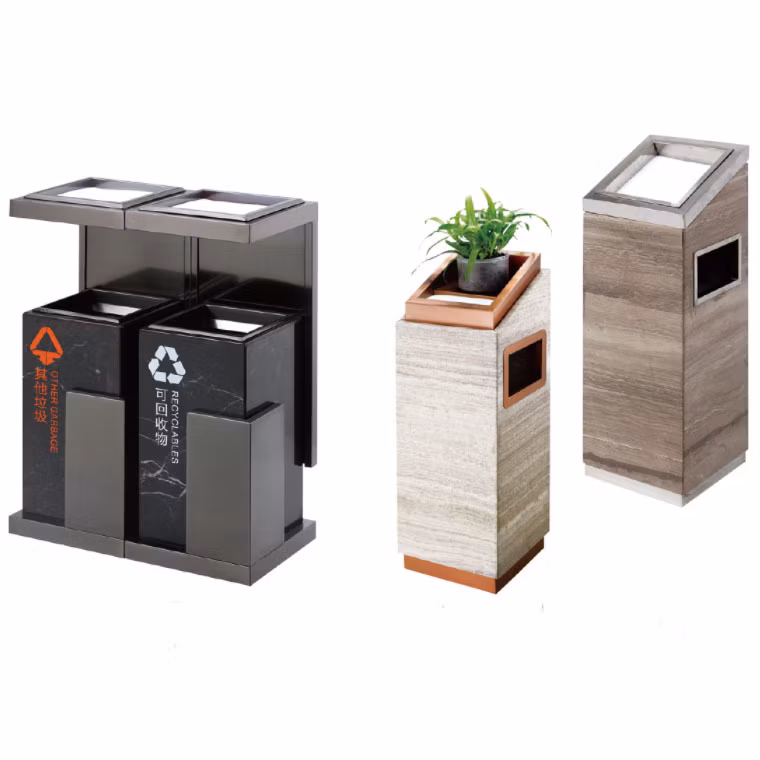 Professional Waste Compact Rubbish Bin Metal Trash Receptacle for Outdoor