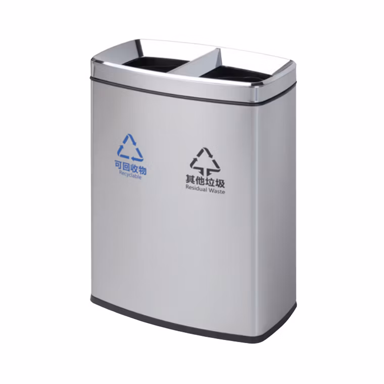 New Design Trash Receptacle Elegant Stainless Steel Refuse Commercial Rubbish Bin for Shopping Mall