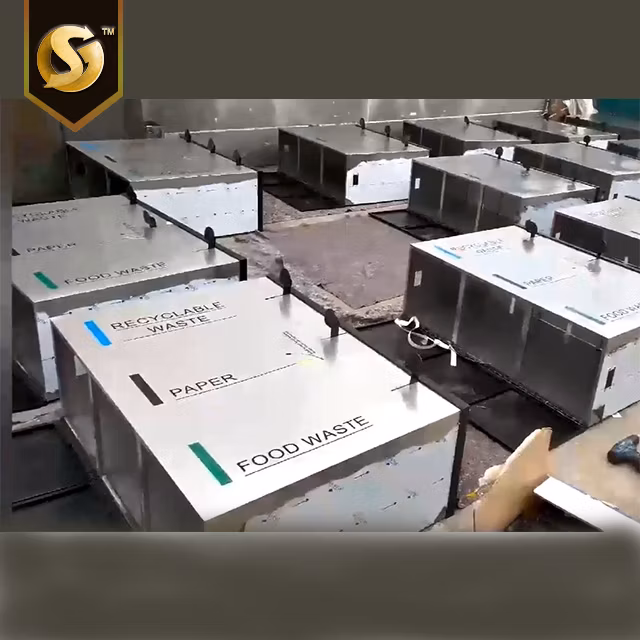 Trash Bin OEM Custom Good Quality Outdoor Step-on Advertising Commercial Selective Trash Cans Garbage Bins with Compartment