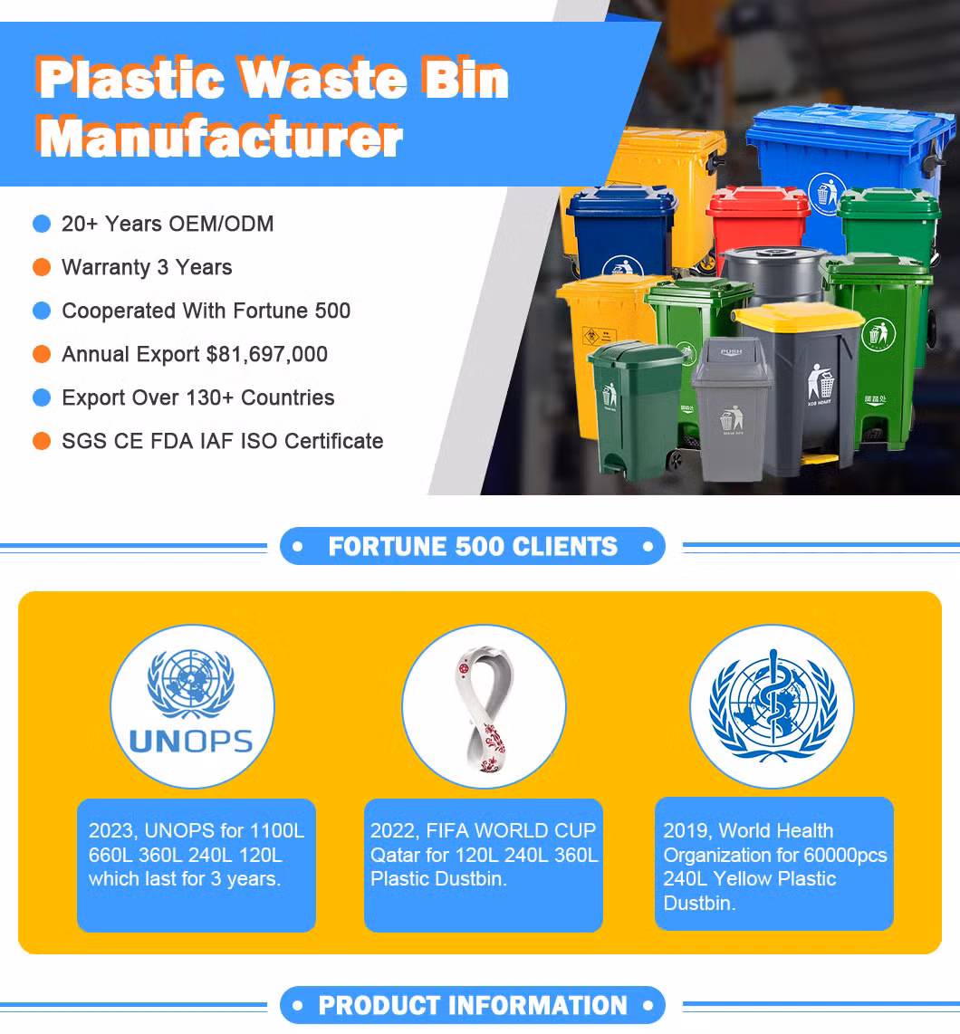 100L/120L/240L/360L/660L/1100L/1200L Wheelie Bin Plastic Injection Standard Outside Manual Trash Compactor Rubbish Waste Bin Basher Garden Recycling Bins