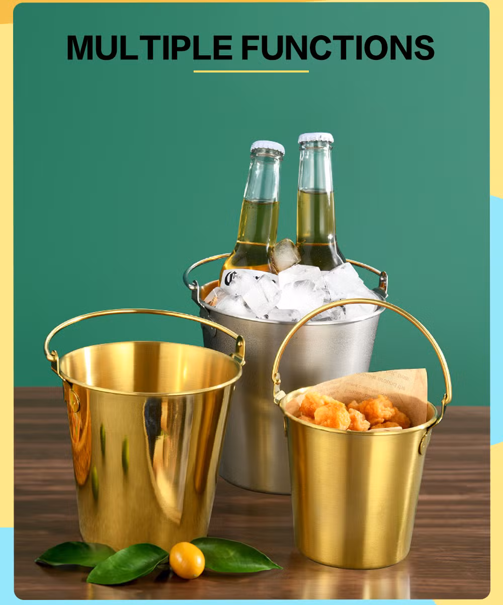 0.7/1.1/1.7L Handle Ice Metal Tin Bucket for Ice/Beverage/Beer/Food Storage