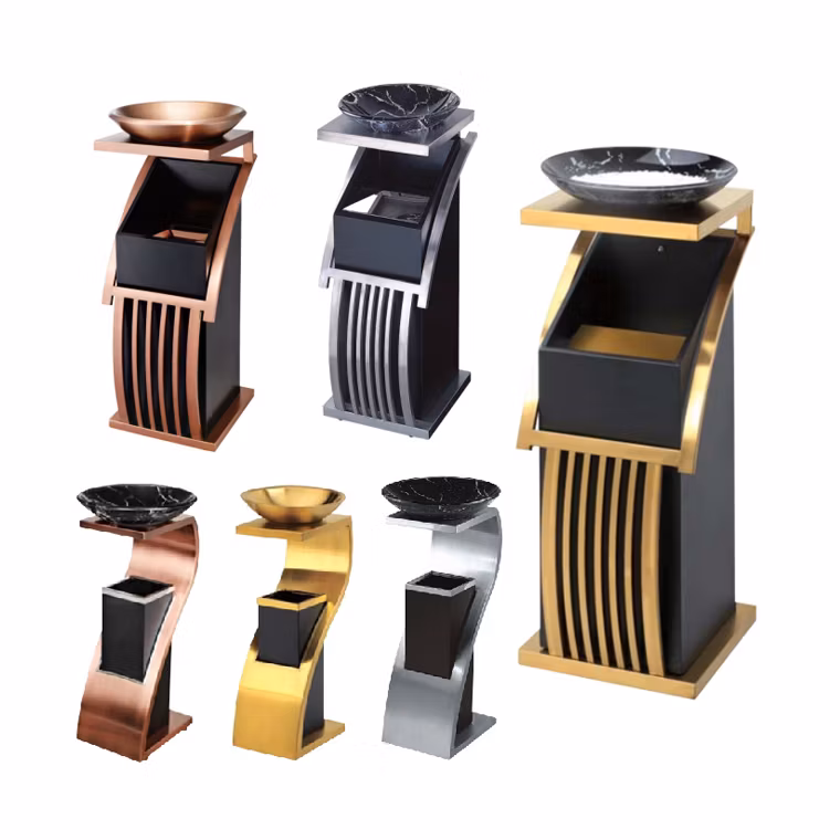 Multifunctional Hotel Container Contemporary Trash Stainless Steel Waste Bin for Public Spaces