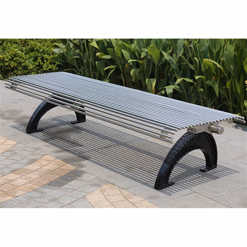 Urban Outdoor Furniture Outside Park Garden Patio Steel Sitting Bench Without Back