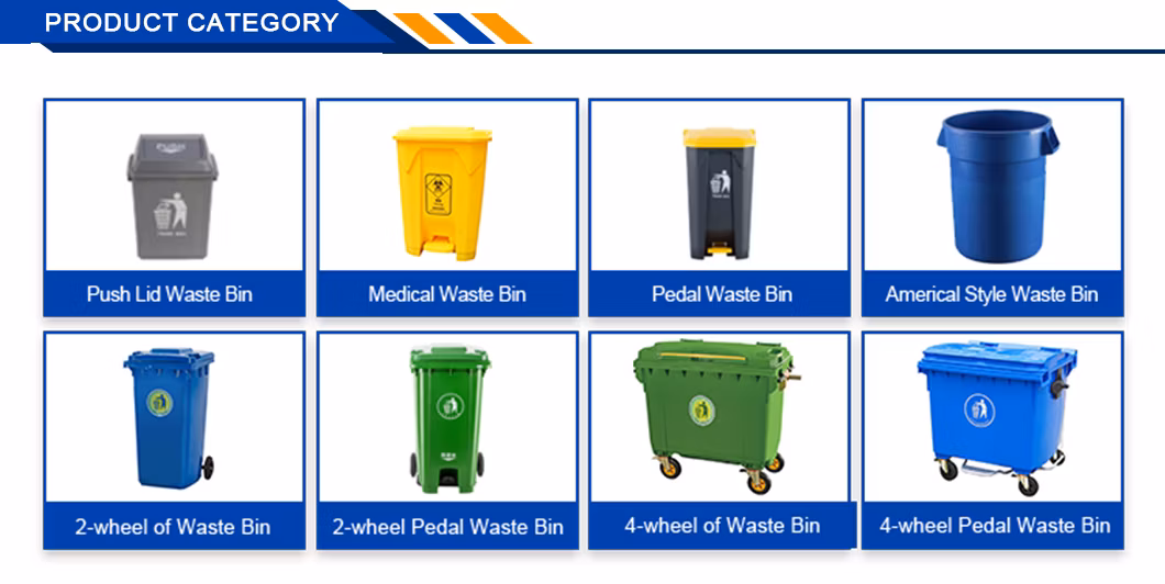 120L 240L 360L 660L 1100L Waste Bin Manufacturer Eco Green Plastic Trash/Dust/Wheelie/Garbage Bin for Municipal/Community Street/Park