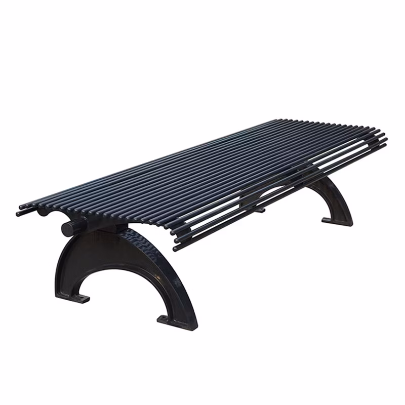 Urban Outdoor Furniture Outside Park Garden Patio Steel Sitting Bench Without Back