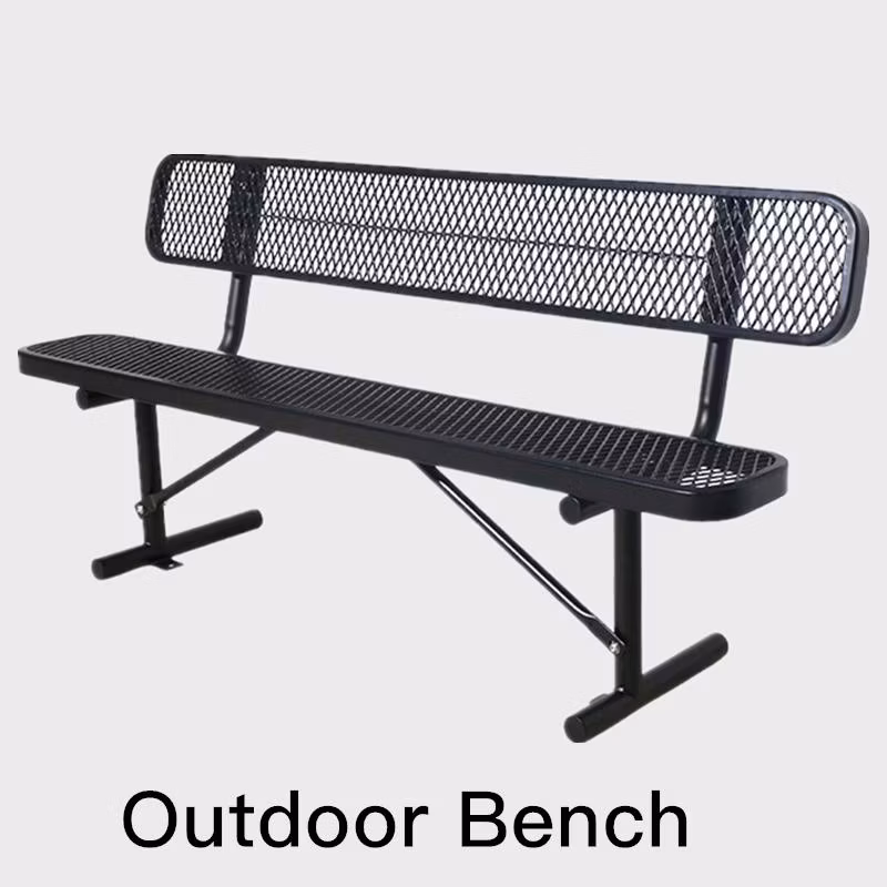 Urban Outdoor Furniture Outside Park Garden Patio Steel Sitting Bench Without Back