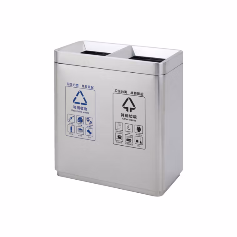 Plastic Trash Receptacle Rust-Resistant Stainless Steel Garbage Can Refuse Bin for Outdoor