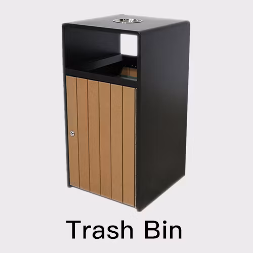 Outdoor Commercial Wood Sorting Trash Garbage Can Public Triple Recycling Waste Bin
