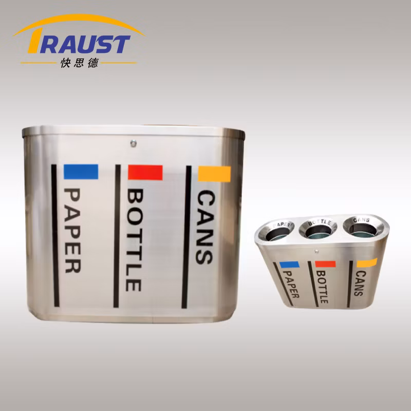 3 in 1 3 Triple Multi Compartment Indoor Public Large Metal Dustbin Trash Can Litter Bin Waste Receptacle Factory Recycling Bin Container Sorting Recycle Bin
