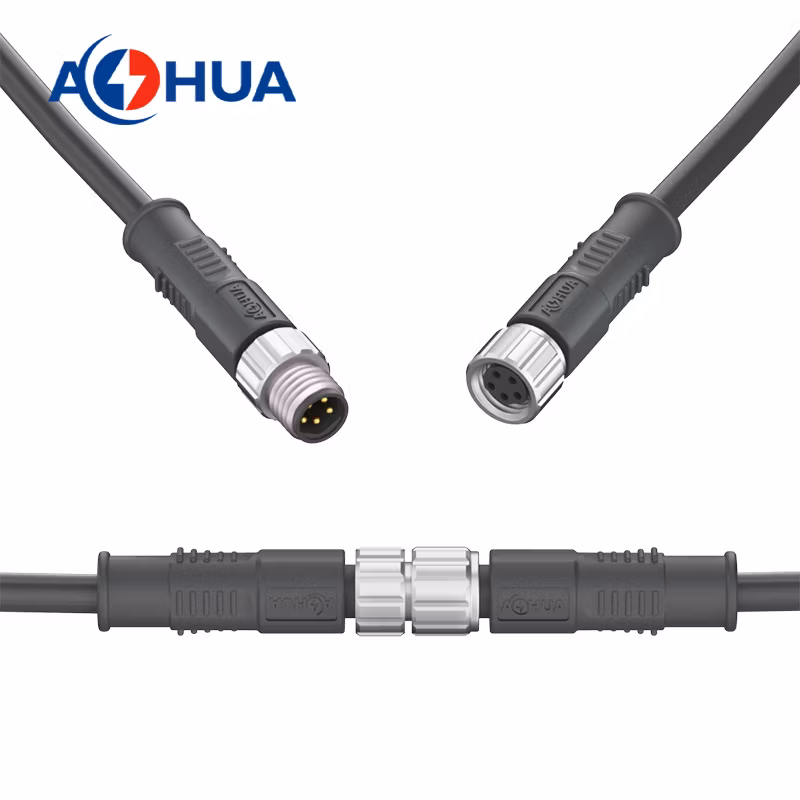 5pin IP67 Waterproof Cable Connector M8 Pre-Wire Male Female Connector Metal Nut Plastic Power Signal Receptacle with 20/22/24 AWG Electrical Wire Joint