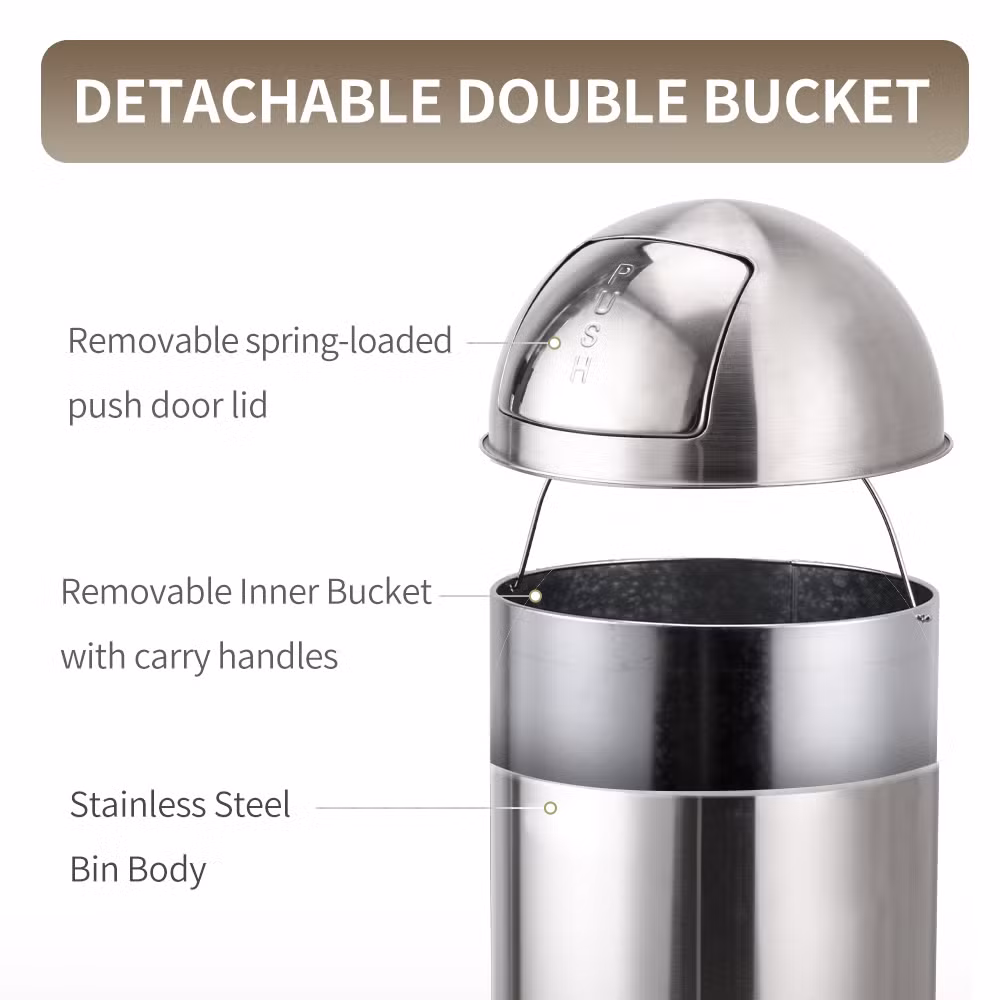 Full Size 12L 27L 35L 50L 70L 90L Round Recycling Bins for Public Spaces Waste Management Indoor Outdoor for Households Shopping Malls Push Bin