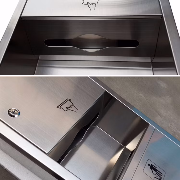 Stainless Steel Unit Electronic Hand Dryer Paper Towel Dispenser and Waste Receptacle 3-in-1 Multi Purpose Cabinets Combo