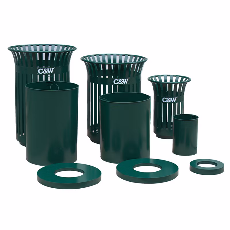 Outdoor Park Street Steel Waste Bin Outside Garden Metal Garbage Trash Can