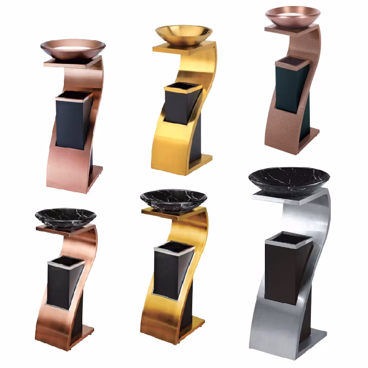 Multifunctional Hotel Container Contemporary Trash Stainless Steel Waste Bin for Public Spaces