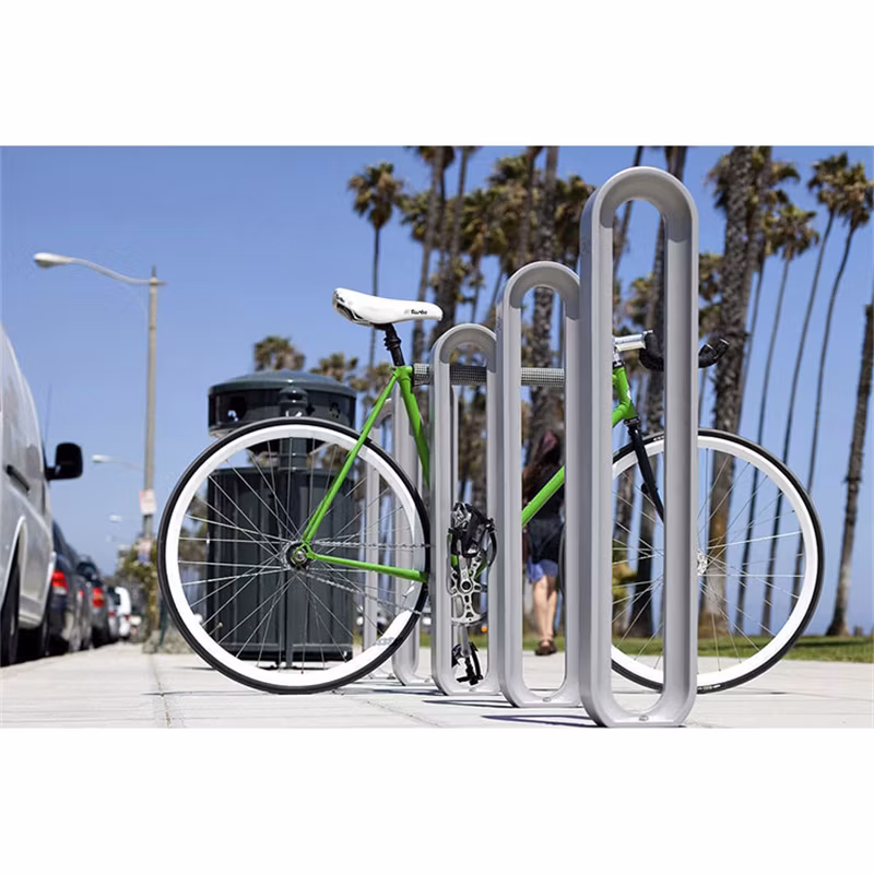 Outdoor Floor Metal Bike Storage Holder Stand Urban Steel Bicycle Parking Rack