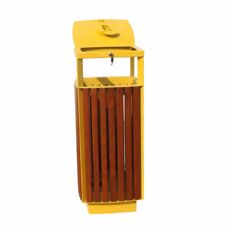 Custom Outdoor Wood Waste Container Bin Portable Trash Receptacle Waterproof Garbage Can