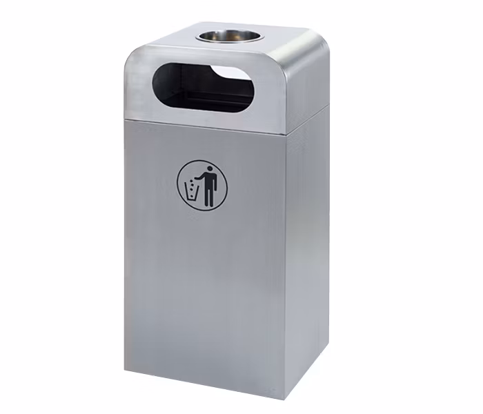 Indoor Office Shop No Cigarette Flat Top Garbage Can Stainless Steel Sanitary Garbage Trash Bin Public Waste Receptacle Bin