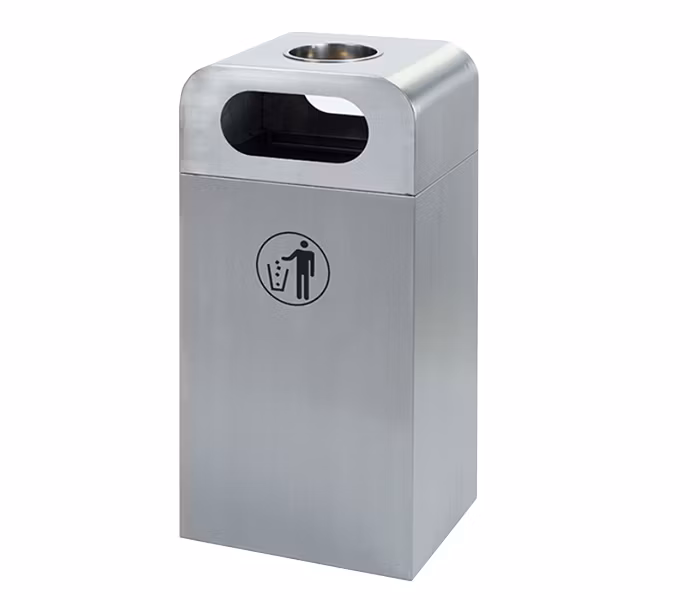 Indoor Office Shop No Cigarette Flat Top Garbage Can Stainless Steel Sanitary Garbage Trash Bin Public Waste Receptacle Bin