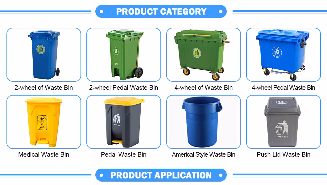 100L/120L/240L/360L/660L/1100L/1200L Wheelie Bin Plastic Injection Standard Outside Manual Trash Compactor Rubbish Waste Bin Basher Garden Recycling Bins