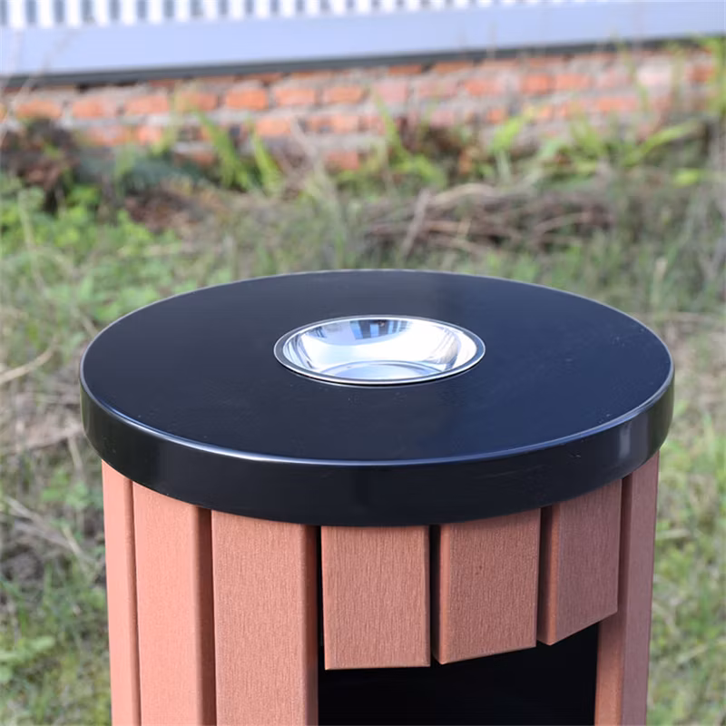 Outdoor Plastic Wood Public Garbage Trash Can Outside Wooden Waste Bin Manufactures